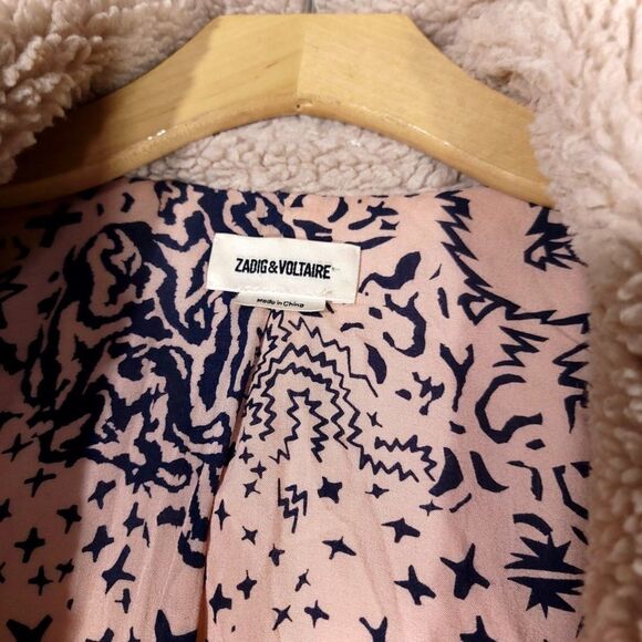 ZADIG and VOLTAIRE Mint Teddy Coat Judo Faux Sherpa Tan Brown 90s Minimal Small - Picture 2 of 11